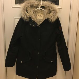 Hollister faux fur lined hooded jacket